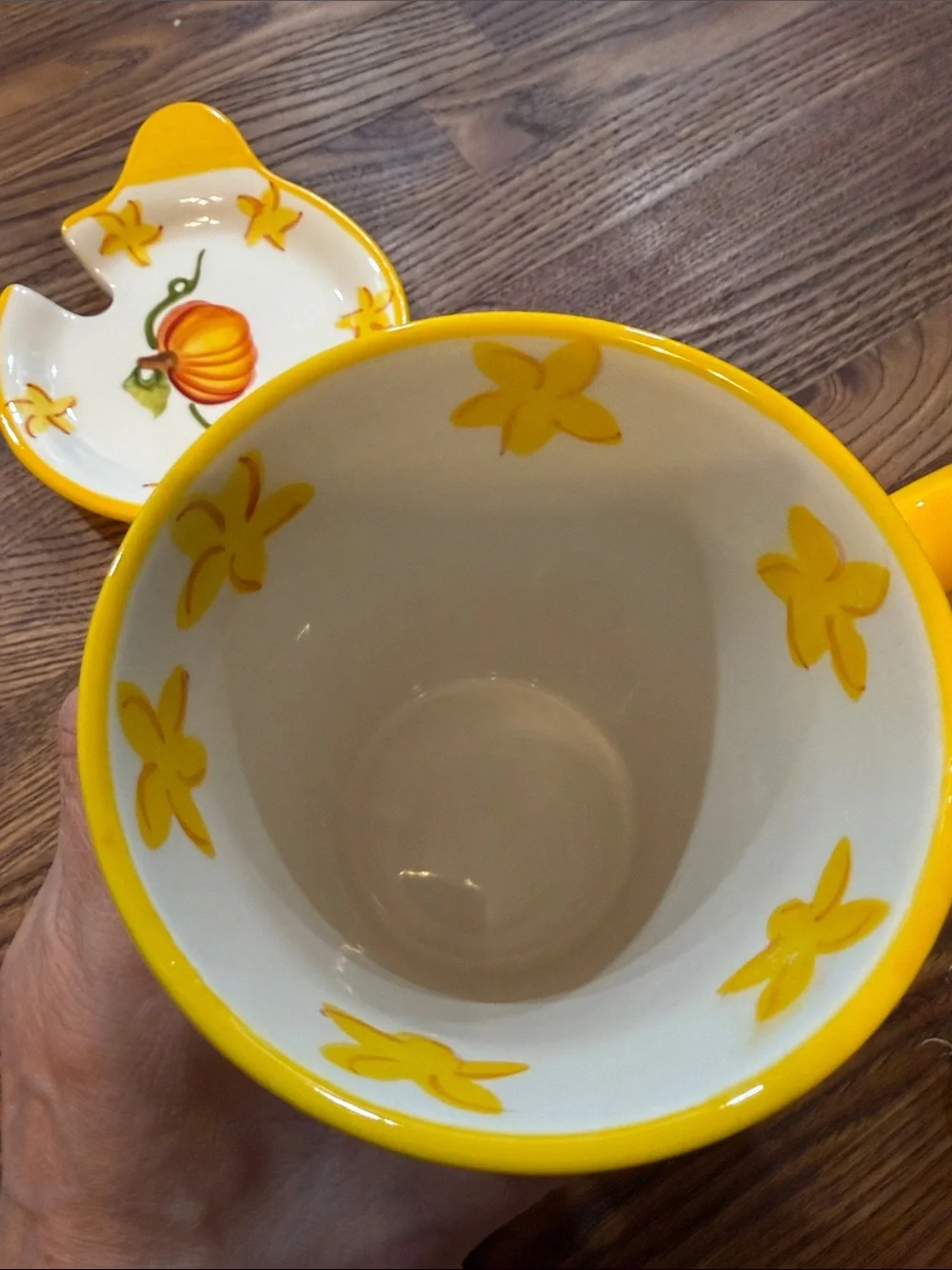 Temptations Yellow & Cream Pumpkin 3-Piece Coffee Mug Set